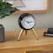 8.5" Black Aluminum Metal Orb Decorative Clock with White Clockface & Gold Tripod Legs
